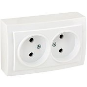 Розетка 2 гнезда&nbsp;&nbsp;О/У, б/з белый, Themis