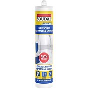 Силикон санитарный нейтральный, белый, 280 мл. SOUDAL