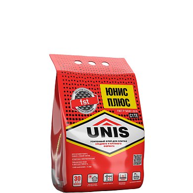 ЮНИС ПЛЮС. Усиленный армированный клей для всех видов плитки, 5 кг. Unis