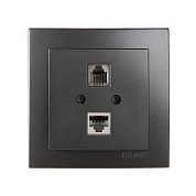 Розетка компьютерная&nbsp;&nbsp;САТ 5, черная, Touran