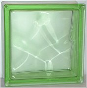 Стеклоблок "Волна" зеленый окраш. в массе 19*19*8см.Glass Block Green 1919/8 Wave