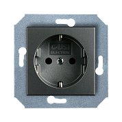 Механизм розетки&nbsp;&nbsp;с БЗК,16А/250V(с накл),цвет графит CITY