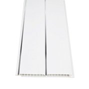 Панель ПВХ Идеал Ламини&nbsp;&nbsp;потолочная 3,0*0,25 мм&nbsp;&nbsp;2-х секц.белая&nbsp;&nbsp;с серебром глянцевая 