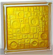 Стеклоблок "Губка" медовый окраш. внутри 19*19*8см. Glass Block Honey 1919/8 Sponge