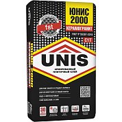 ЮНИС 2000. Клей для плитки армированный, малого и среднего размера, 25 кг. Unis