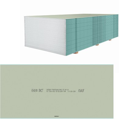 Гипсокартон влагостойкий 2500х1200х9,5мм. KNAUF 