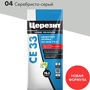 Церезит CE 33 / 2 кг. Затирка цементная для швов до 6 мм. "04 Серебристо-серый"