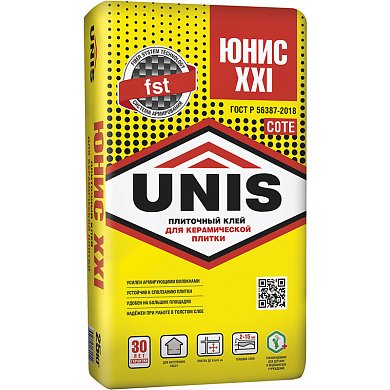 ЮНИС XXI. Клей для керамической плитки, 25 кг. Unis