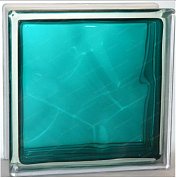 Стеклоблок "Волна" морская волна окраш. внутри 19*19*8см.Glass Block Sea  1919/8 Wave