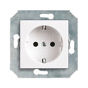 Механизм розетки&nbsp;&nbsp;с БЗК,16А/250V(с накл),цвет белый CITY