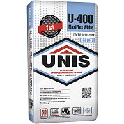 U-400 MaxiFlex White. Супербелый армированный эластичный клей, 20 кг. Unis