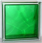 Стеклоблок "Волна" изумрудный окраш. внутри 19*19*8см.Glass Block Emerald 1919/8 Wave