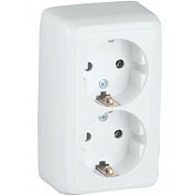 Розетка "Альфа" О/У 2гн с/з 16А, белый&nbsp;&nbsp;HEGEL