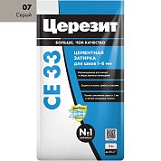 CE 33. Затирка цементная для узких швов до 6 мм, 5кг (Фольга). "07 Серый'". Церезит